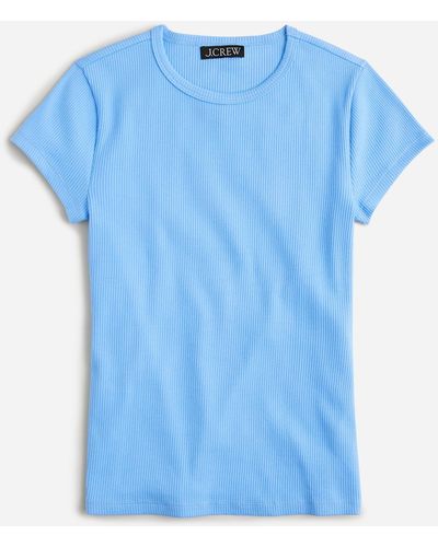 J.Crew Vintage Rib Fitted Cap-sleeve T-shirt - Blue