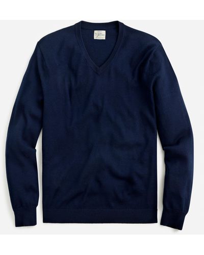 J.Crew Merino Wool V-neck Sweater - Blue