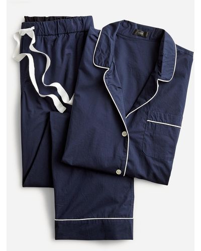 J.Crew End-on-end Cotton Long-sleeve Pajama Set - Blue