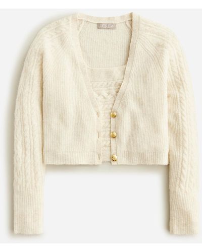 J.Crew Supersoft Cropped Cable-knit Sweater-tank Set - Natural