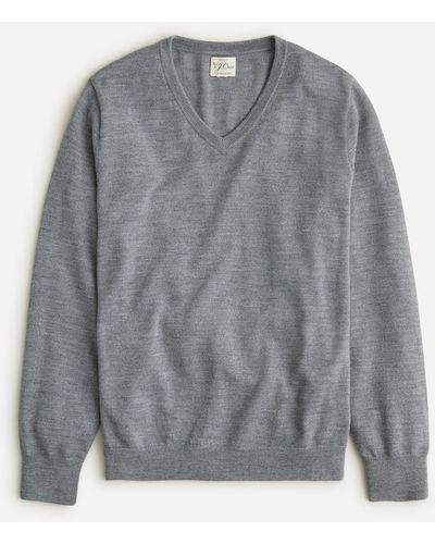 J.Crew Merino Wool V-neck Sweater - Gray