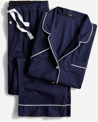 J.Crew End-on-end Cotton Short-sleeve Pajama Set - Blue