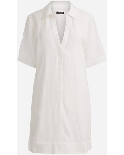 J.Crew Bungalow Popover Dress In Linen - White