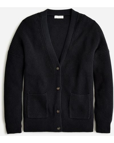 J.Crew V-neck Cotton-blend Cardigan Sweater - Black
