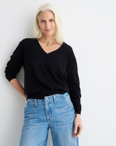 J.Crew Cashmere Relaxed V-Neck Sweater - Black