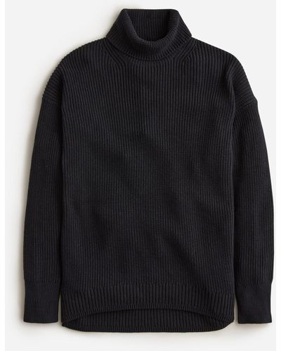 J.Crew Cotton-blend Ribbed Turtleneck Sweater - Black