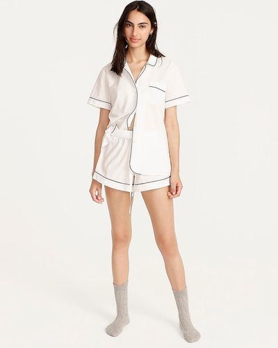 J.Crew End-On-End Cotton Pajama Short Set - White