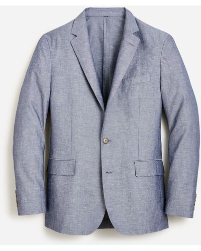 J.Crew Ludlow Slim-fit Unstructured Suit Jacket In Irish Cotton-linen Blend - Blue