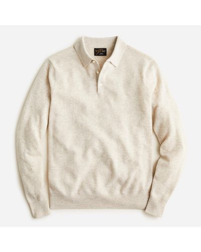 J.Crew Cashmere Herringbone Jacquard Collared Sweater - Natural
