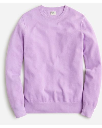 J.Crew Cotton Piqué-stitch Crewneck Sweater - Purple