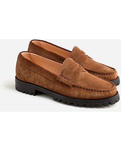 J.Crew Winona Lug-sole Penny Loafers In Croc-embossed Leather - Brown