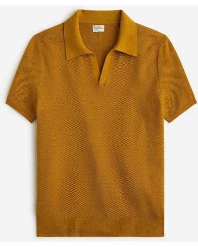 J.Crew Short-sleeve Cotton Mesh-stitch Johnny-collar Sweater-polo - Yellow