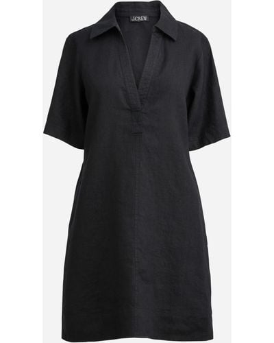 J.Crew Bungalow Popover Dress In Linen - Black