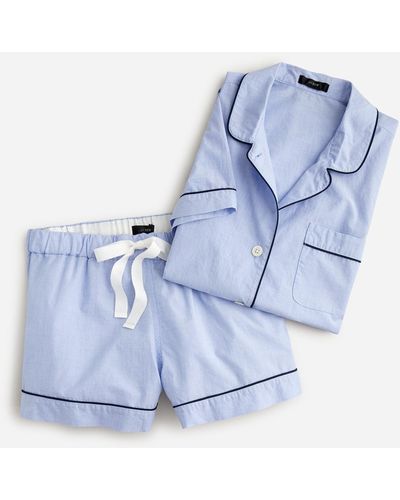 J.Crew End-on-end Cotton Pajama Short Set - Blue
