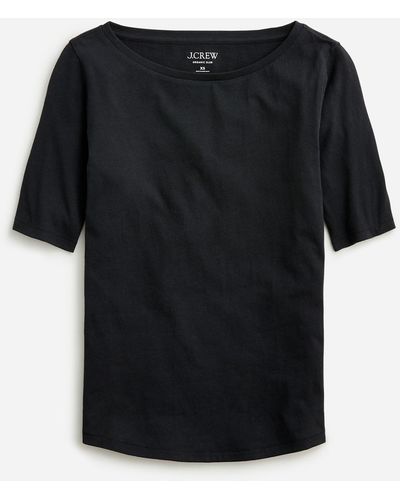 J.Crew Organic Slub Cotton Elbow-sleeve T-shirt - Black