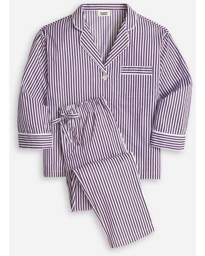 Sleepy Jones Marina Pajama Set In Shadow Stripe - Purple
