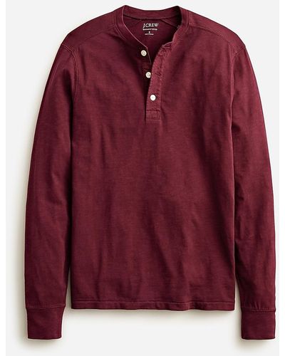 J.Crew Garment-Dyed Slub Cotton Henley - Red