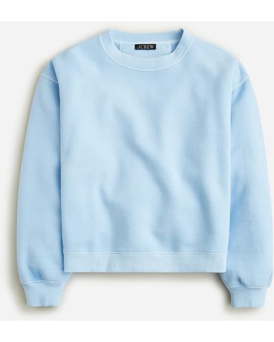 J.Crew Heritage Fleece Cropped Crewneck Sweatshirt In Stripe - Blue