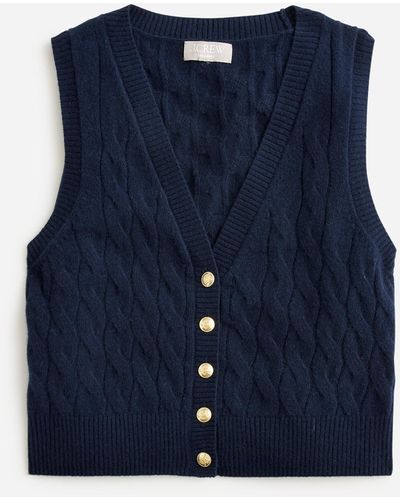 J.Crew Cashmere Cropped Cable-knit Sweater-vest - Blue