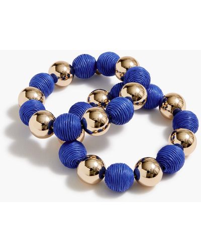 J.Crew Gold Bead And Straw Bracelet - Blue
