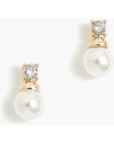 J.Crew Pearl Crystal Stud Earrings - White