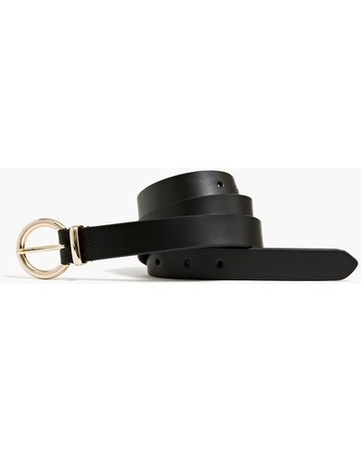 J.Crew Leather Belt With Gold-tone Buckle - Black