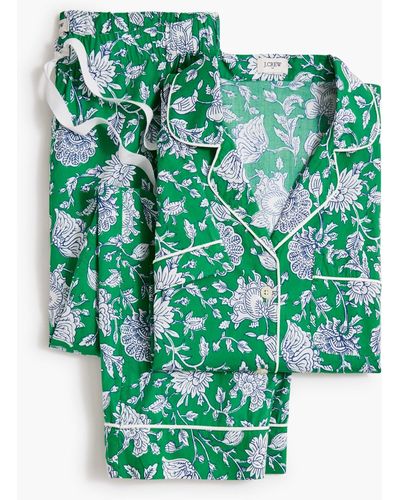 J.Crew Short-sleeve Pajama Set With Cropped Pant - Green