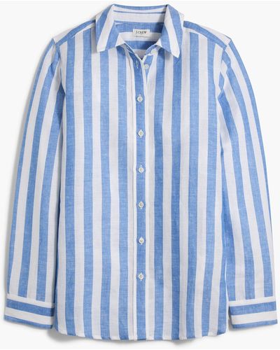 J.Crew Striped Linen-blend Button-up Shirt - Blue