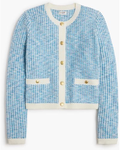 J.Crew Popcorn-stitch Lady Jacket Cardigan Sweater - Blue