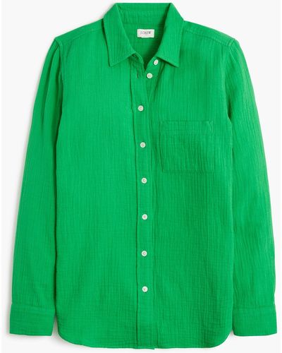 J.Crew Gauze Button-up Shirt - Green
