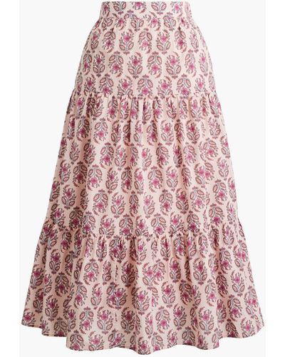 J.Crew Tiered Midi Skirt - Pink