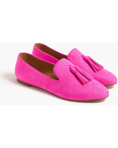 J.Crew Faux-suede Smoking Loafers With Tassels - Pink