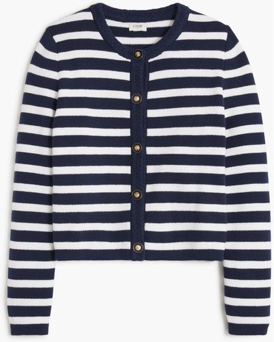 J.Crew Striped Cotton Lady Jacket Cardigan Sweater - Blue