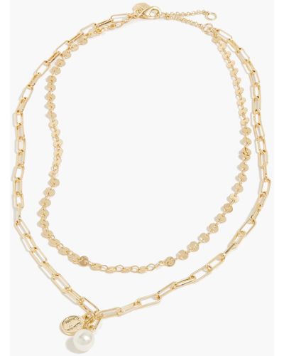 J.Crew Small Coin And Pearl Layering Necklace - Metallic