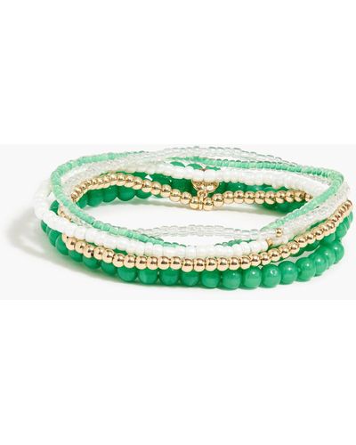 J.Crew Multicolor Beaded Stretch Bracelets Set - Green