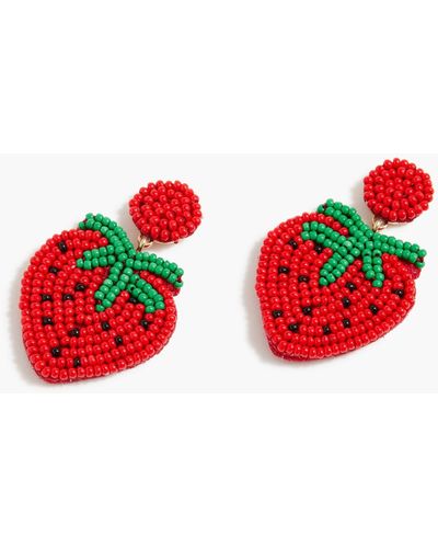 J.Crew Strawberry Beaded Earrings - Red