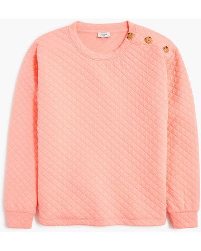 J.Crew Quilted Button-neck Sweatshirt - Pink