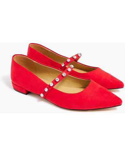 J.Crew Mary Jane Flats With Gem Strap - Red