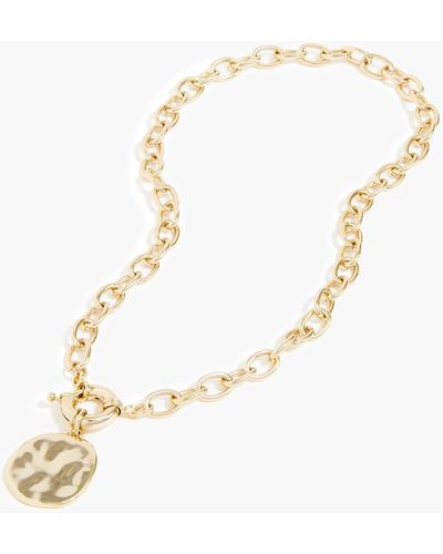 J.Crew Chain Necklace With Hammered Pendant - Metallic