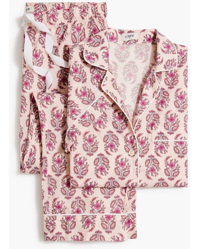 J.Crew Short-sleeve Pajama Set With Cropped Pant - Pink