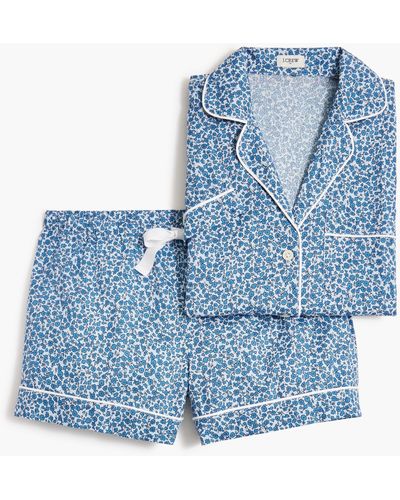 J.Crew Cotton Short Pajama Set - Blue