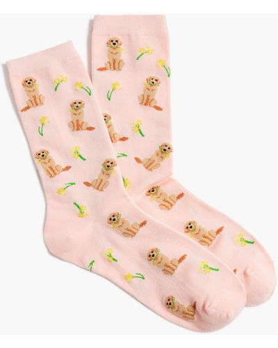 J.Crew Flower Dog Trouser Socks - Pink