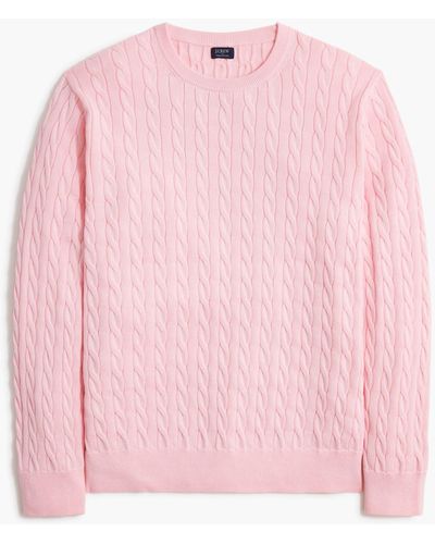 J.Crew Cable-knit Crewneck Sweater - Pink