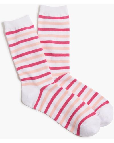 J.Crew Striped Trouser Socks - Pink