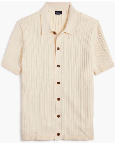 J.Crew Ribbed Button-down Sweater-polo - Natural