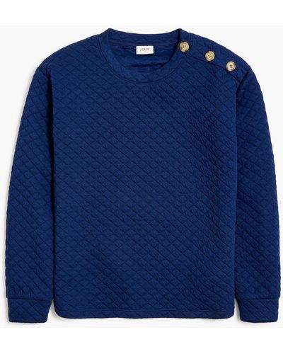 J.Crew Quilted Button-neck Sweatshirt - Blue