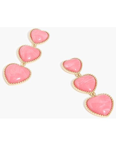 J.Crew Heart Drop Earrings - Pink