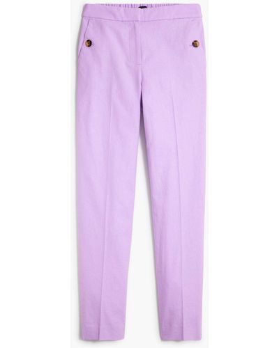 J.Crew Linen-cotton Blend Elastic-back Sailor Pant - Purple