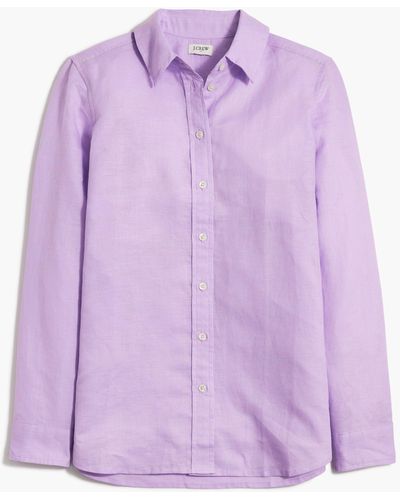 J.Crew Linen-blend Button-up Shirt - Purple