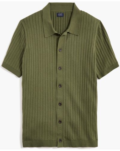 J.Crew Ribbed Button-down Sweater-polo - Green